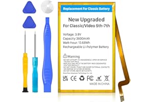KOOAQQ Replacement Battery for iPod Classic/Video Thin, 3600mAh High Capacity Battery Compatible with iPod Classic/Video Thin 5th-7th