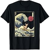 Chihuahua Japanese Kanagawa Wave Funny Surf Dog T-Shirt