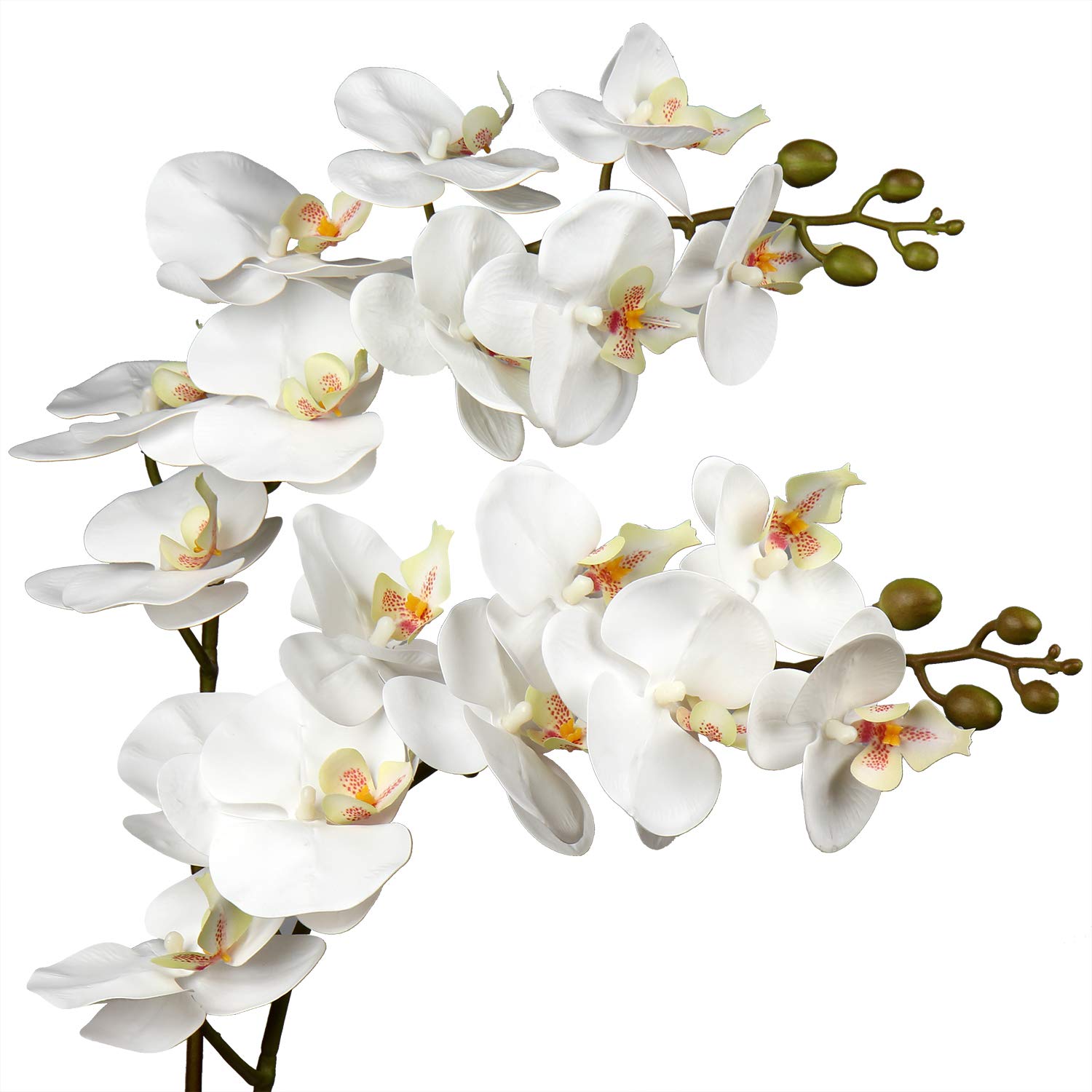 Briful 2 PCS Artificial Orchid Stems Silk Phalaenopsis Flower, White Artificial Orchid Flowers 9 Flower Heads, 28.7" Long Stems Fake Flowers Arrangment for Home Office Wedding Décor Centerpieces