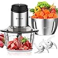 Food Processor, Meat Grinder Vegetable Chopper for Home Use, Sovyime Small Food Chopper with 2 Bowls(8 Cup) & 2 Bi-Level Blades. 350W Electric Meat Chopper for Onion, Baby Food, Garlic, Nuts, Fruit