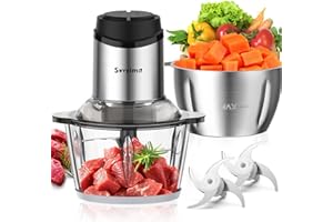 Food Processor, Meat Grinder Vegetable Chopper for Home Use, Sovyime Small Food Chopper with 2 Bowls(8 Cup) & 2 Bi-Level Blad