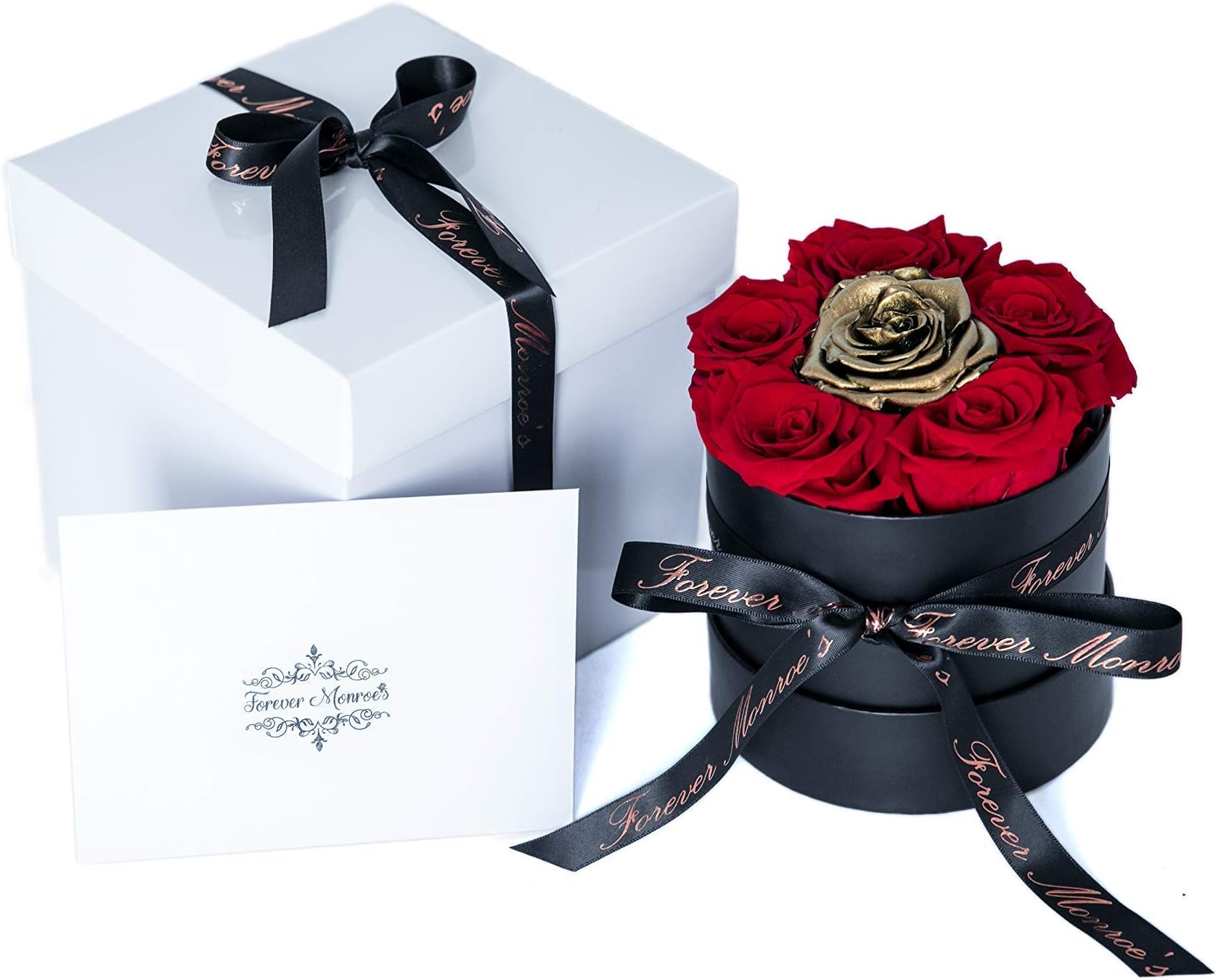Box of Real Roses that last a year (Red and Gold)