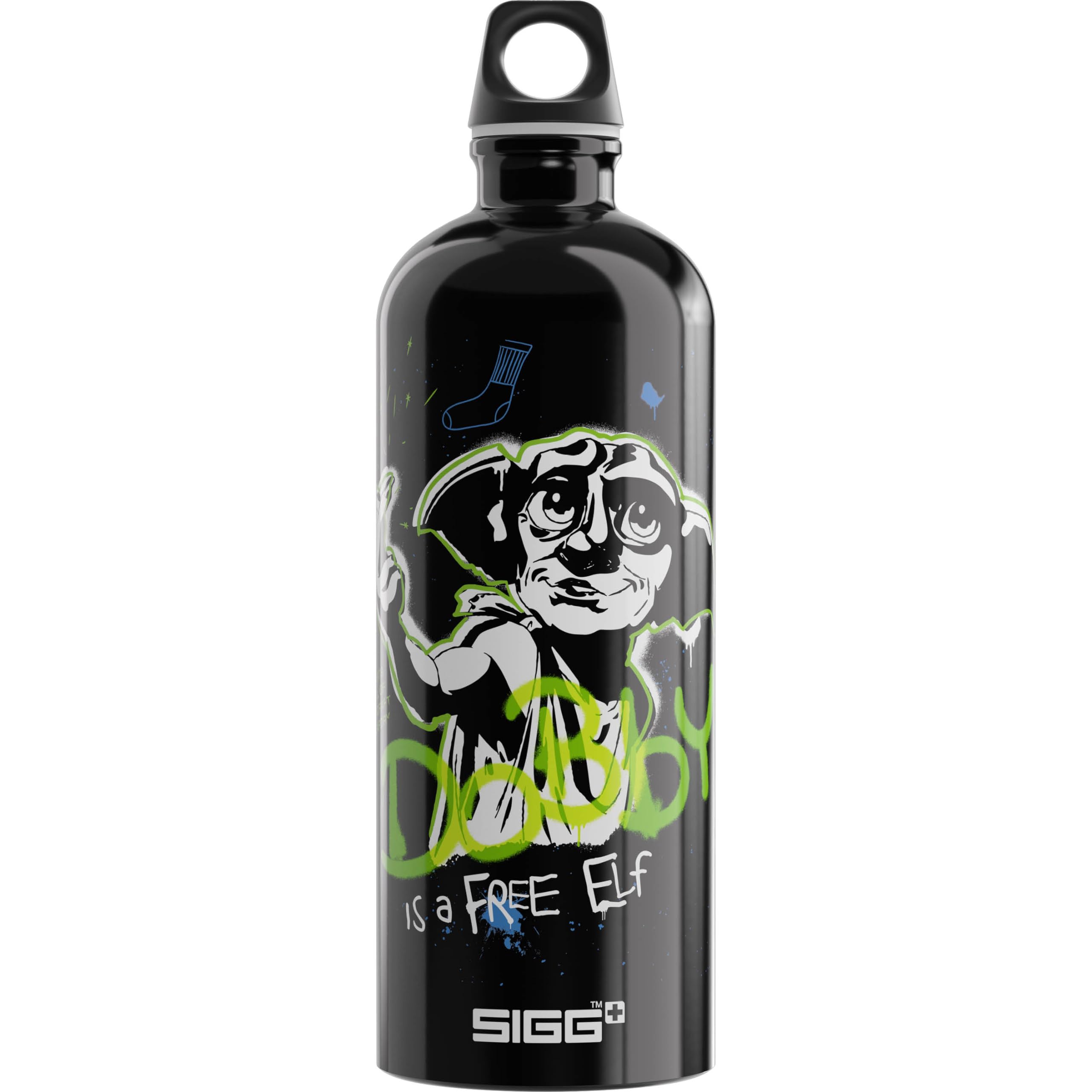 Sigg - Aluminium Water Bottle - Traveller Dobby - Climate Neutral Certified - Suitable For Carbonated Beverages - Leakproof - Lightweight - BPA Free - Black - 1L