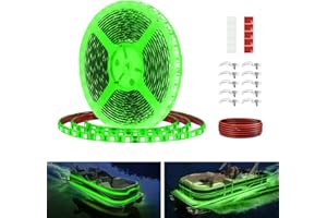 Vbakor Pontoon LED Strip Lights, 12V 5M/16.4FT Waterproof Marine LED Lights Boat Interior Light, Boat Deck Light for Night Fishing, Ideal for Pontoon and Fishing Boat, Extension Cable Included (Green)