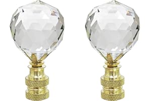 Aspen Creative 24007-12 Clear Faceted Crystal Lamp Finial in Brass Plated Finish, 2-1/4" Tall (1 Pack)