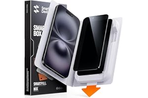 SMARTDEVIL Privacy Screen Protector for iPhone 16 (2-Pack), Anti-Spy 9H Aluminosilicate Tempered Glass, SmartPull Box Dust & 