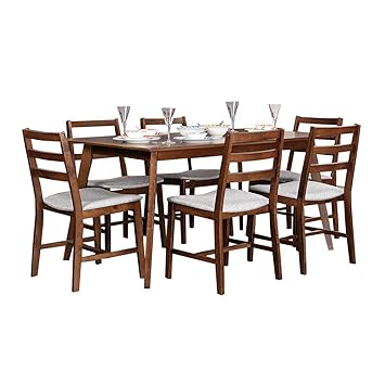 Hometown Allen 6 Seater Dining Table Set (Light Walnut)