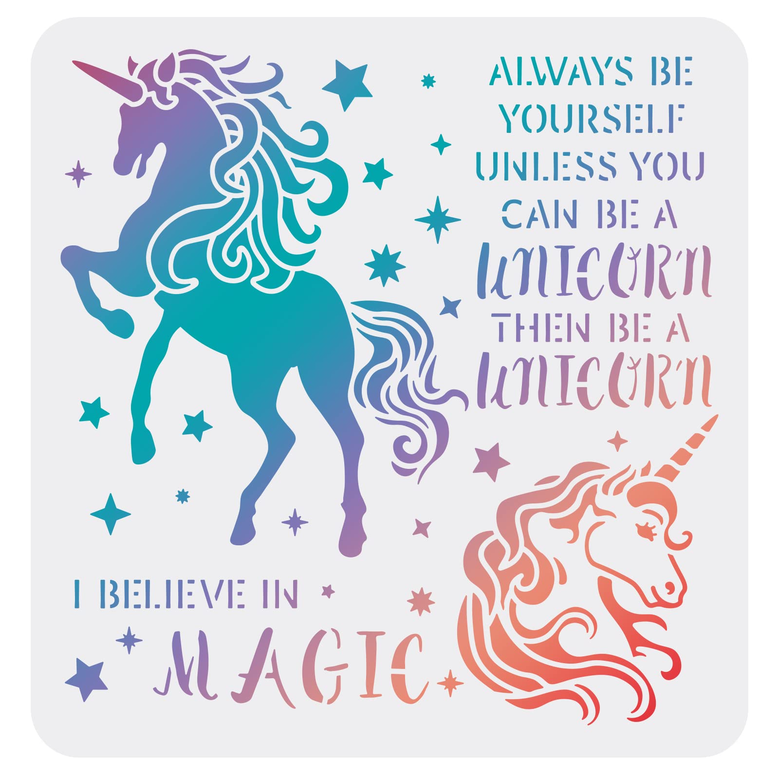 FINGERINSPIRE Animals Drawing Painting Stencils Templates 30x30cm Animals Stencils with Words I Believe in Magic Square Animal Stencil for Painting on Wood, Floor, Wall and Fabric