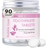 EcoFam Toothpaste Tablets &ndash; Bubblegum | Nano Hydroxyapatite Toothpaste Tablets Kids - Chewable - Made with Xylitol | Fluoride Free l 90 Tabs