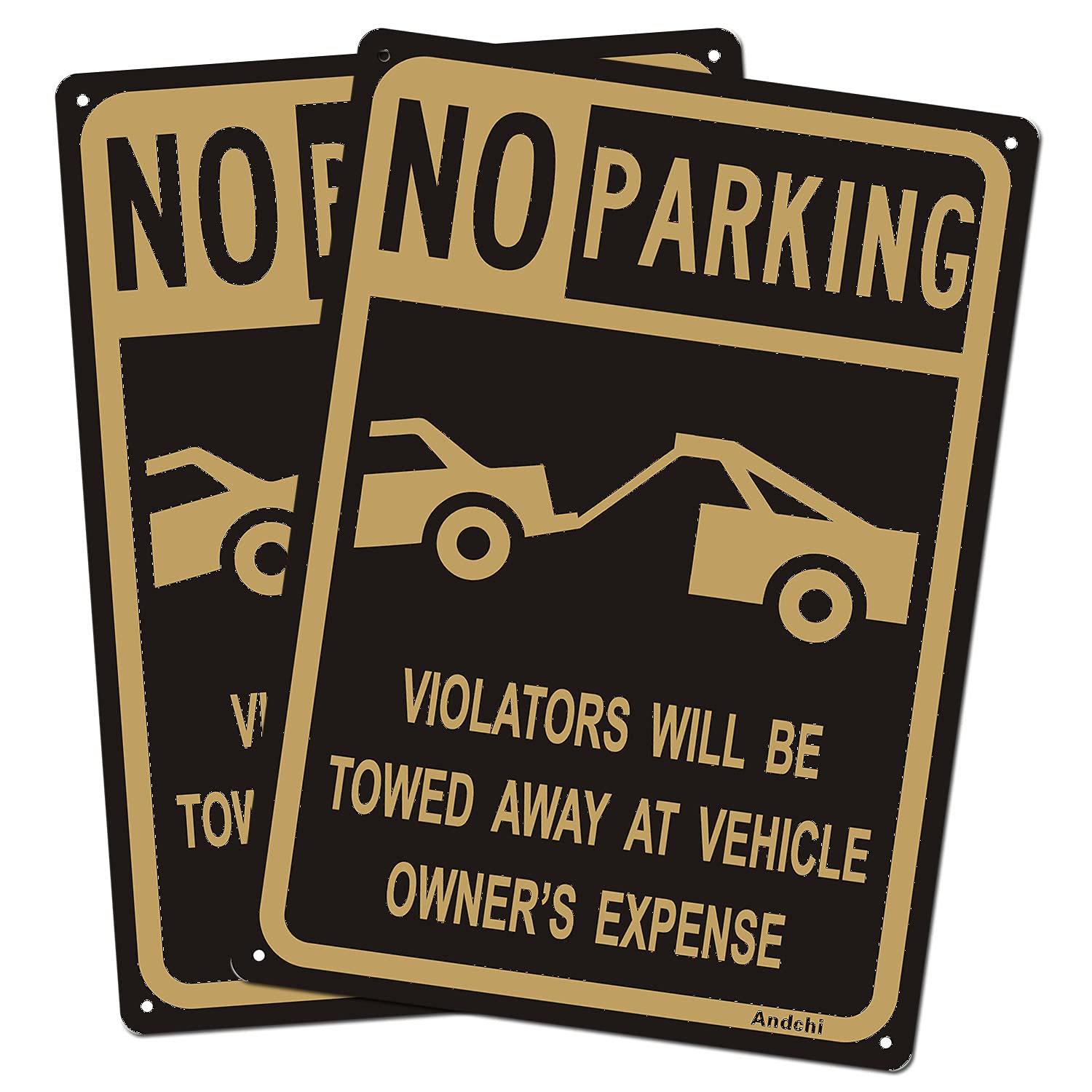 2pcs No Parking Sign Road Parking Signage Aluminium Warning Panel for Driver Size 25x35cm(Black-No Parking)