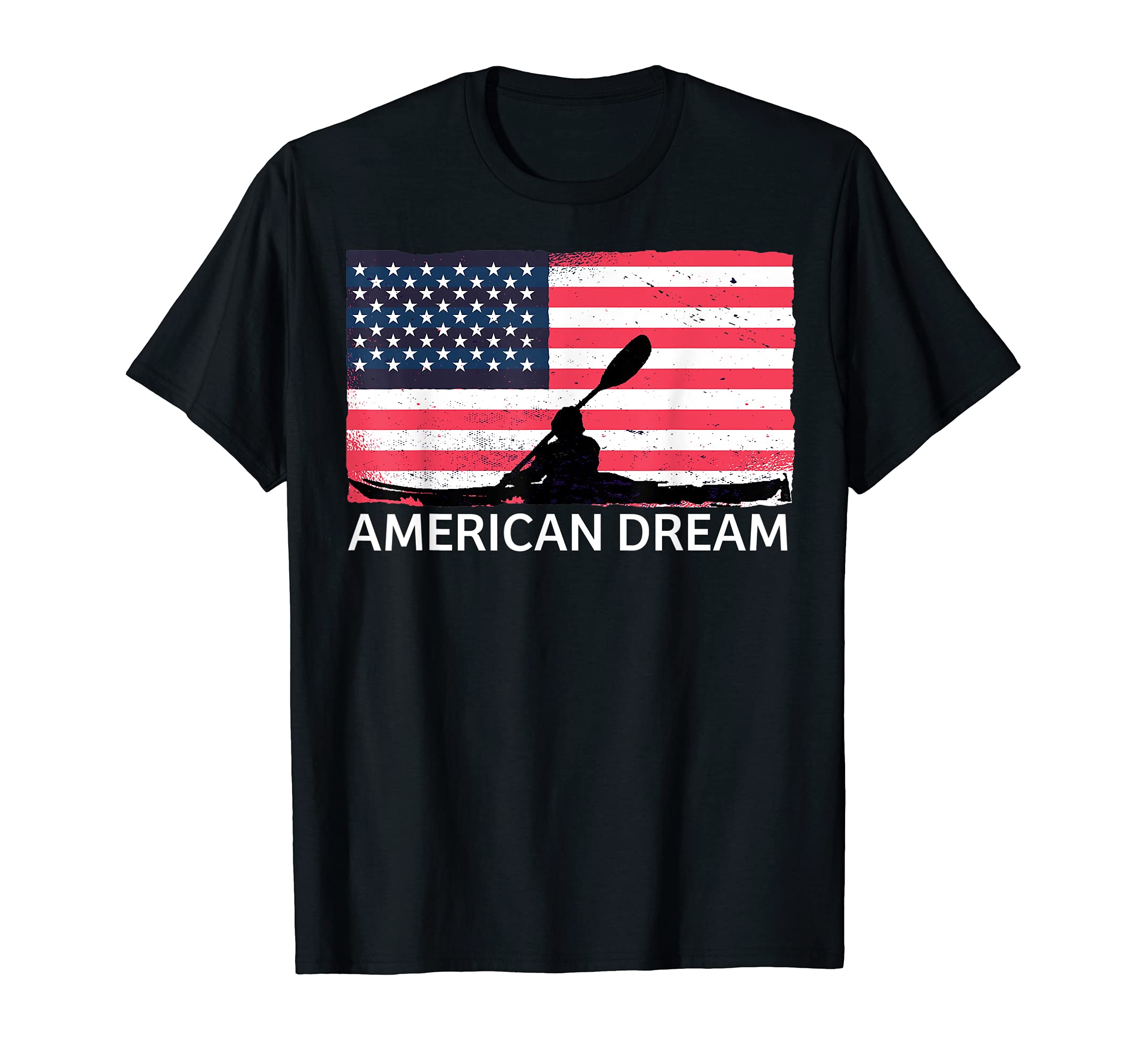 USA Flag Paddle Kayak Kayaking Kanuing Canoeing Relax T-Shirt