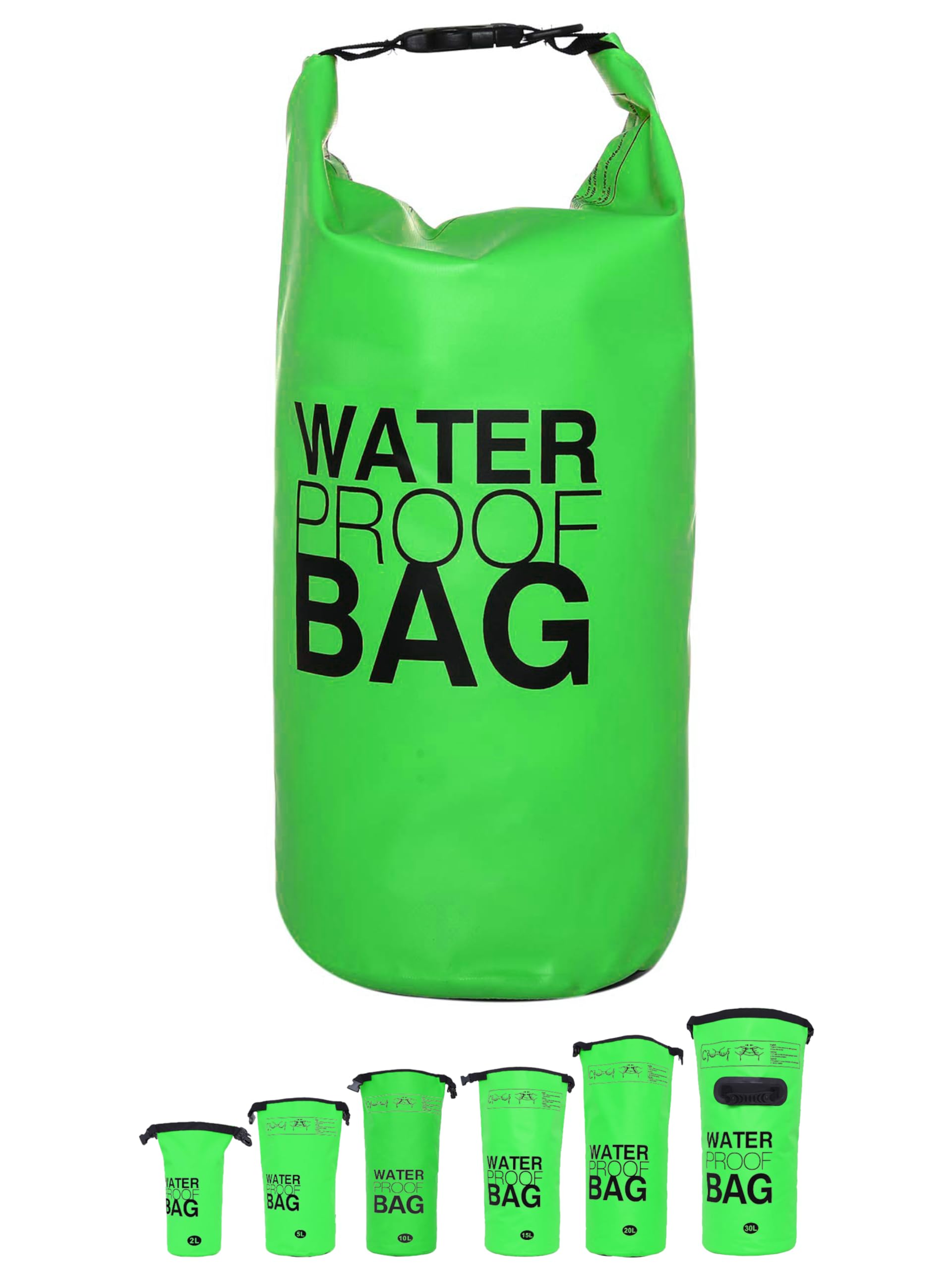 DonDon Waterproof Drybag for Your valuables with Adjustable Shoulder Strap for Kayaking Boating Rafting Fishing Swimming Camping, Hiking in Green 5 litres