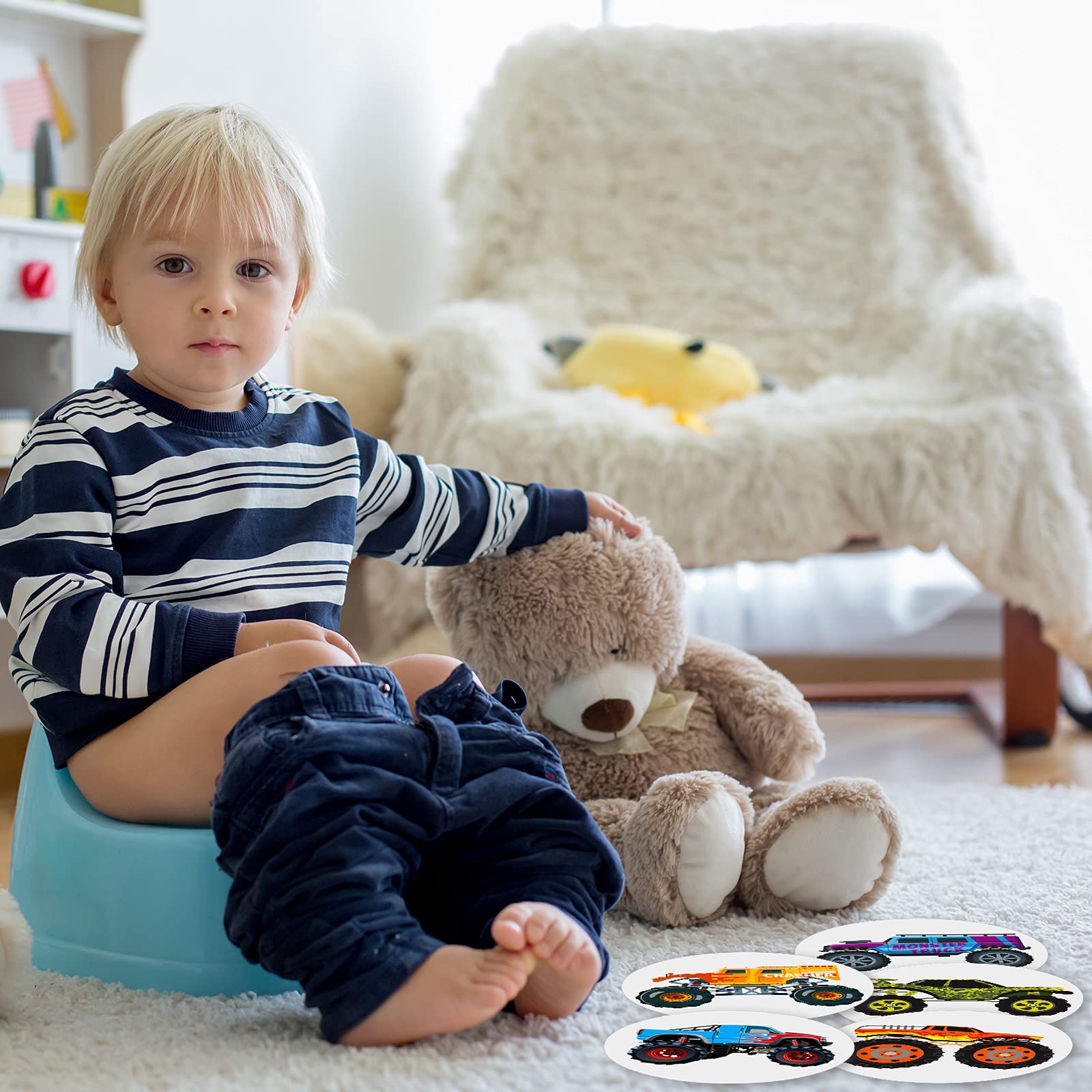 Zonon 10 Pieces Potty Training Seat Truck Potty Training Stickers for Boys Toilet Targets Color Changing Sticker Fun Pee Targets for Toddler