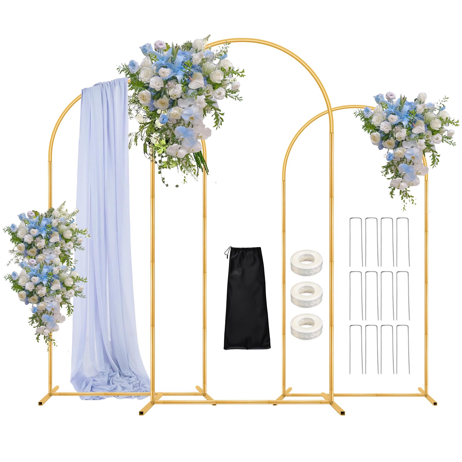 Photo 1 of ***********FOR PARTS ONLY- MISSING PIECES**************
Wedding Arch Backdrop Stand, 6FT, 5FT, 4FT Set of 3 Metal Gold Balloon Arch kit Stand for Ceremony Baby Shower Birthday Bridal Party Event Background Decoration, Garden Climbing Plant Fram