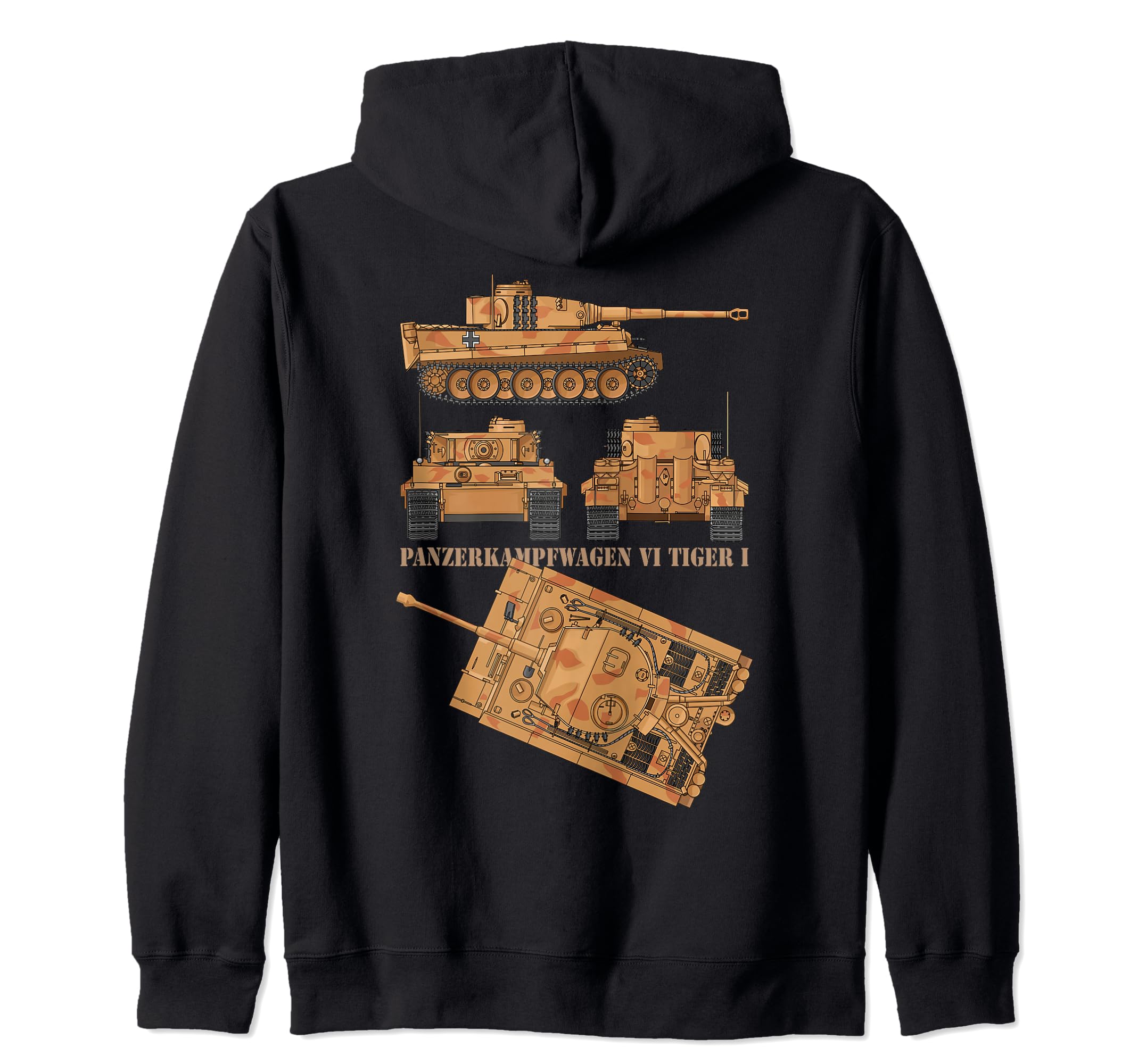 Panzer VI Tiger I WW2 German Military Tanks Diagrams Zip Hoodie