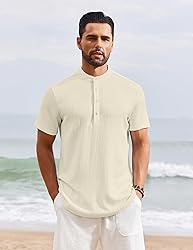 COOFANDY Men's Short Sleeve Henley Summer Cool