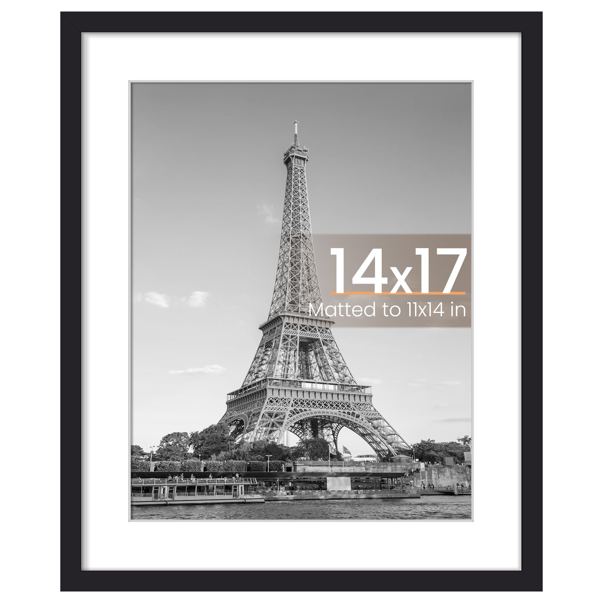 Photo 1 of upsimples 14x17 Picture Frame, Display Pictures 11x14 with Mat or 14 x 17 Without, Wall Hanging Diploma Frames, Black, 1 Pack