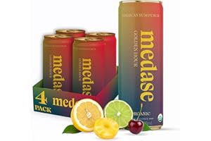 MEDASE Jamaican Rum Punch "Golden Hour" Non-Alcoholic Mocktail (12oz 4 Pack) Authentic Taste, Healthy and Organic Drink, Alcohol Free Beverage, Low Calorie, Gluten Free, Vegan, GMO Free