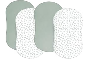 Bassinet Fitted Sheet(18" x 30"), 4 Pack Fit for Halo Bassinest Swivel & Flex Sleeper, Green Leaf
