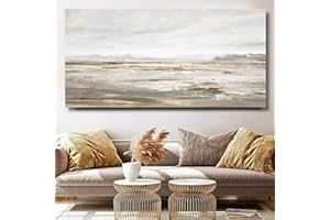 TRAIN2 ART Abstract Wall Art Canvas Wall Art for Living Room Brown and Grey Ocean Wall Decor Large Artwork for Bedroom Home Office 20"x40"