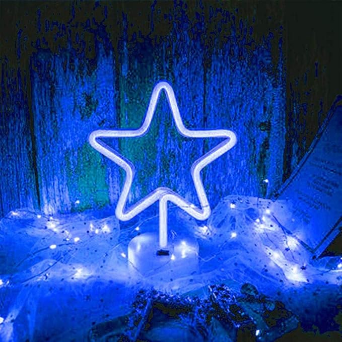 JDKC- LED Stern Leuchtreklame mit Basis Art Neon Tischlampe