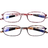 AQWANO 2 Pack Blue Light Blocking Computer Reading Glasses UV Protection Flexible TR90 Frame Lightweight Readers Glasses for Women Men +1.0