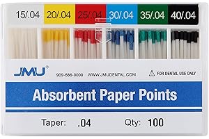 JMU Absorbent Paper Points .04 Taper #15-40 Assorted, Spill-Proof Box, 100pcs/Pack