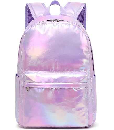 CALLARON Shiny Holographic Backpack for Girls Large Capacity Casual Stylish Iridescent School Bag for Everyday Use and Outdoor Adventures