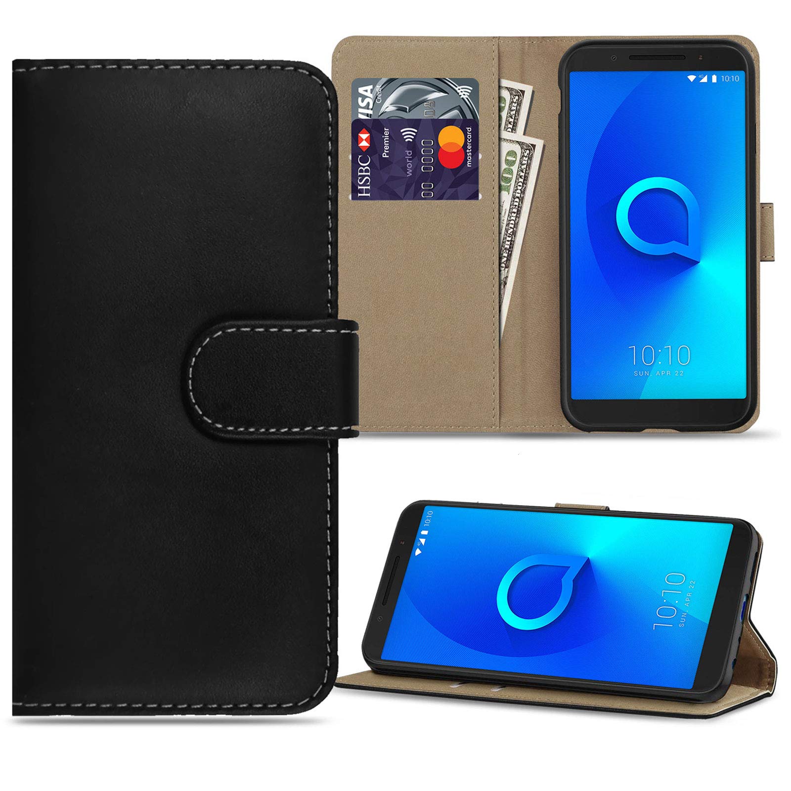 Alcatel 3v Case Luxury Pu Leather Wallet Case Magnetic Closure
