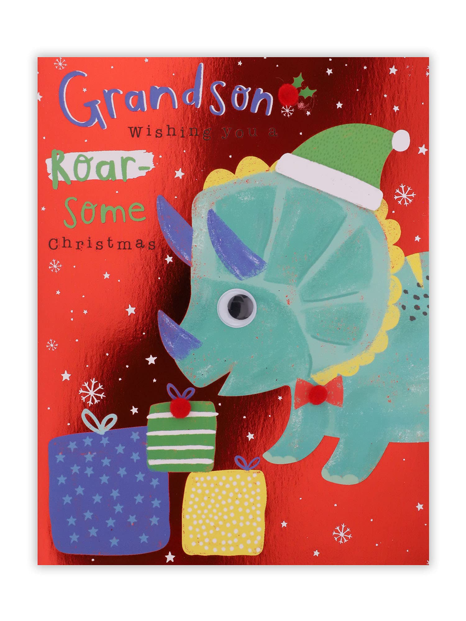Clintons: Dino & Presents Grandson Christmas Card, Multi-Colour, 155 x 201, 1170833