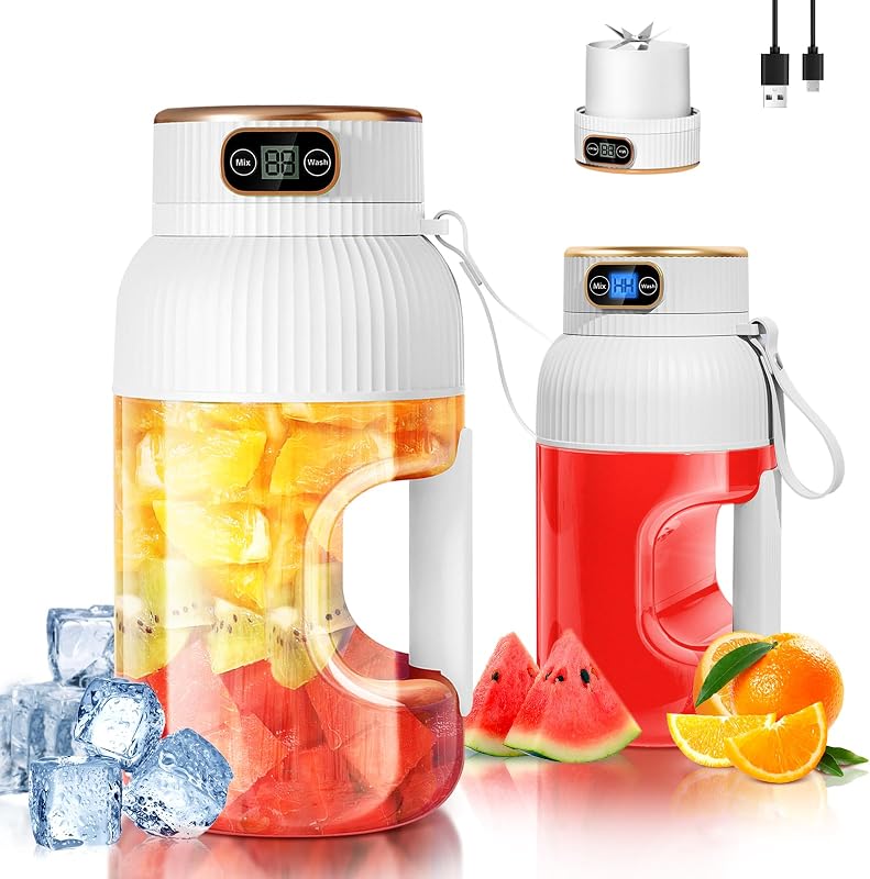 【Upgraded 】Fine Life Pro Rechargeable Electric Juicer, New 1.2L Large Volume Lemon Juicer Electric for Vegetables and Fruit, Two Modes, Easy to Clean,3D-10 Blade,USB Included (MILK) — Foto 1 von 8