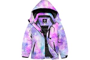 GEMYSE Girl's Waterproof Ski Snow Jacket Fleece Windproof Winter Jacket with Hood