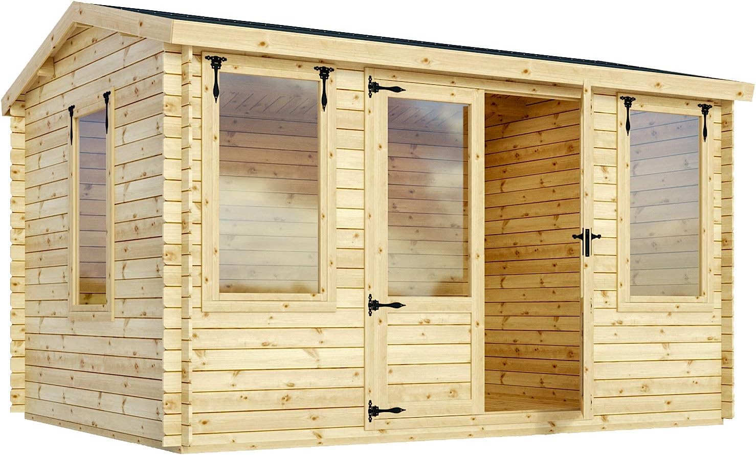 Green Planet UK - 4m x 3m Grizedale Log Cabin, Garden Office, Summerhouse - 19mm Cladding, FSC Sourced Timber, Double Doors with Lock and Key, Single Glazed Safety Glass - Fast Delivery