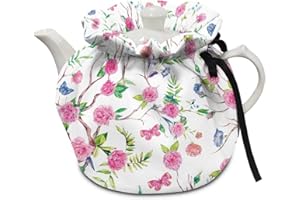 NETILGEN Teapot Cozy Tea Cozies Insulated Keep Warm Tea Pot Cozies Teapot Dust Cover Perfect for a Traditional English High Tea Experience, Pink Rose Floral