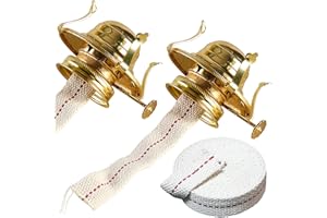 GXFCCYXT Oil Lamp Burner 2 Set, with Reduction Collar and Cotton Wick & 39 inch Wick, Replacement Parts for Kerosene or Vintage Lamps - Brass