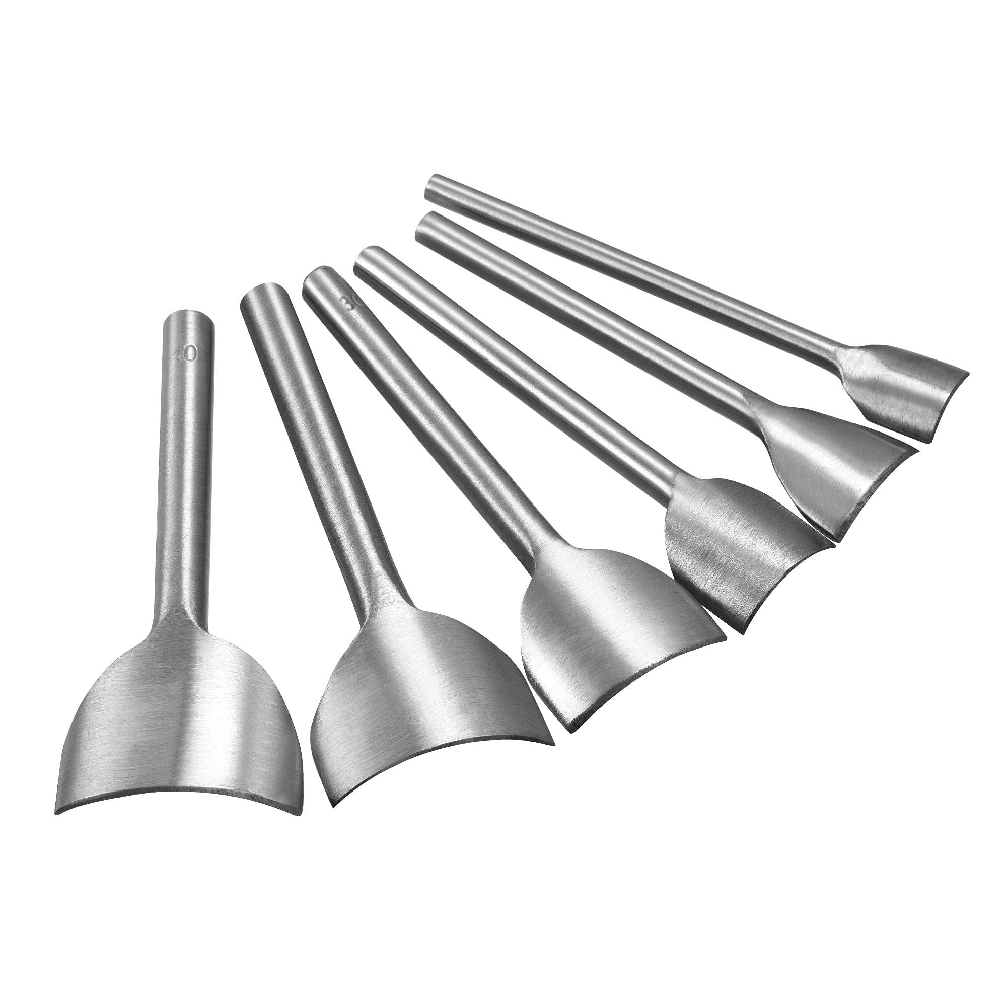 sourcing map Arc-Shaped Leather Cutter Punch Set 15mm-40mm Strap End Punch Tool for Crafting Strap Belt, Wallet and Bag DIY Craft, Set of 6