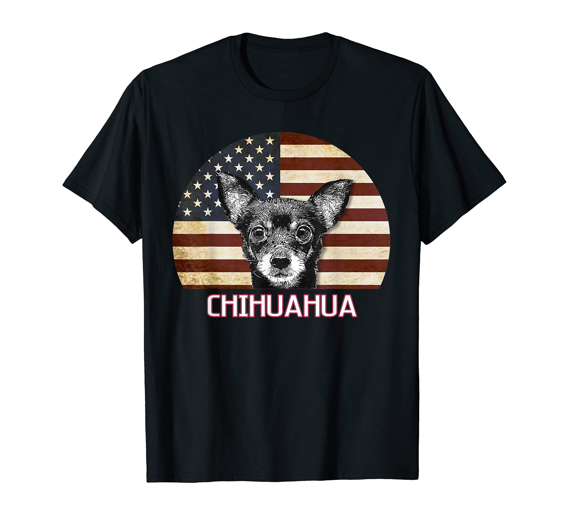 Chihuahua Dog Lover Owner Retro USA American Merica Flag T-Shirt