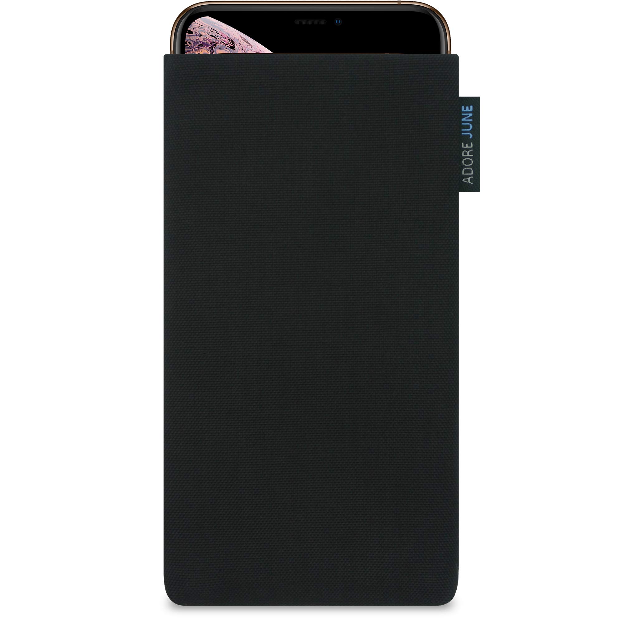 Adore June Classic Black Case for Apple iPhone XR Mobile Phone Case Made of Durable Cordura Fabric Robust Accessories with Display Cleaning Effect Made in Europe