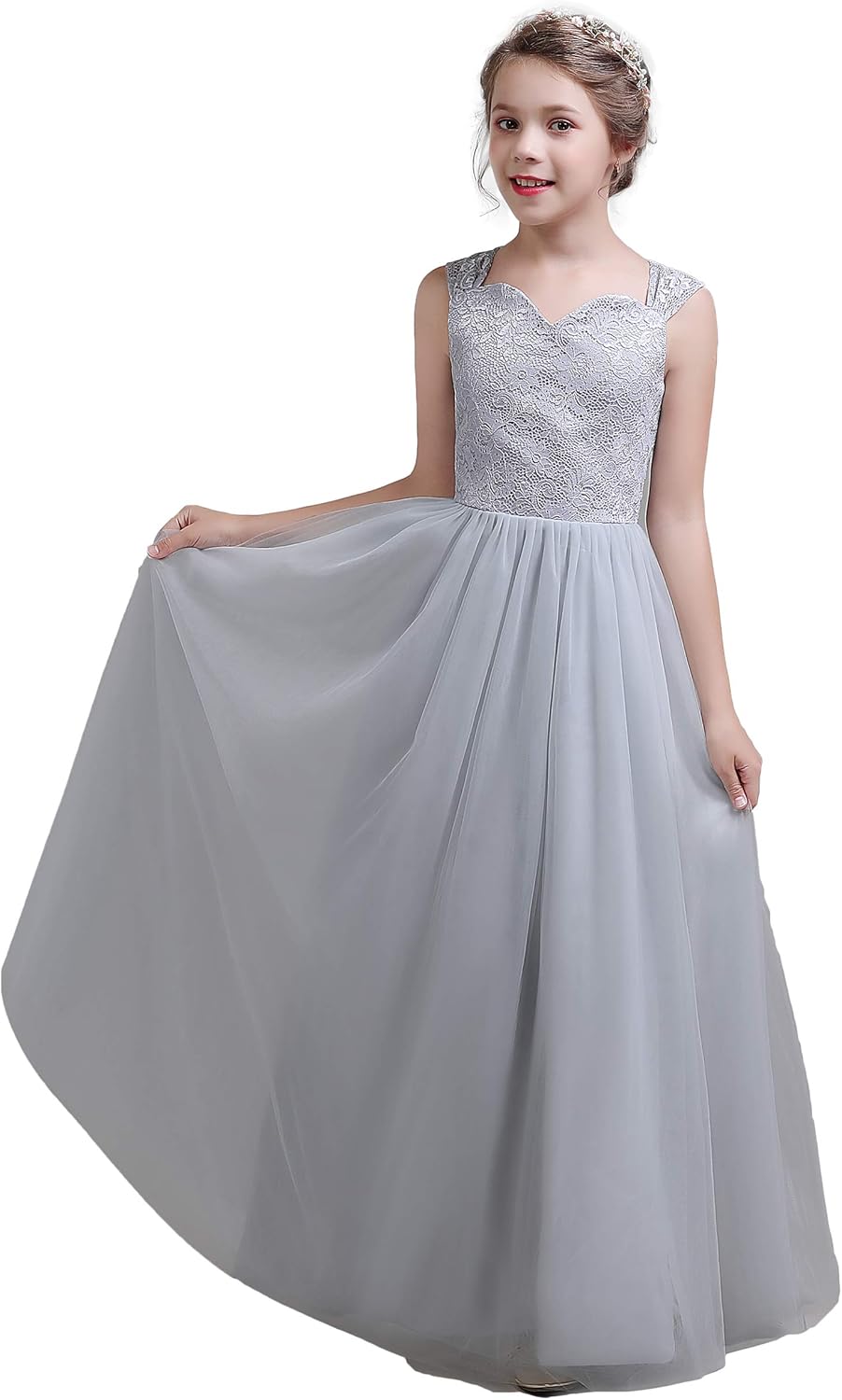 sleeveless lace flower girl dresses