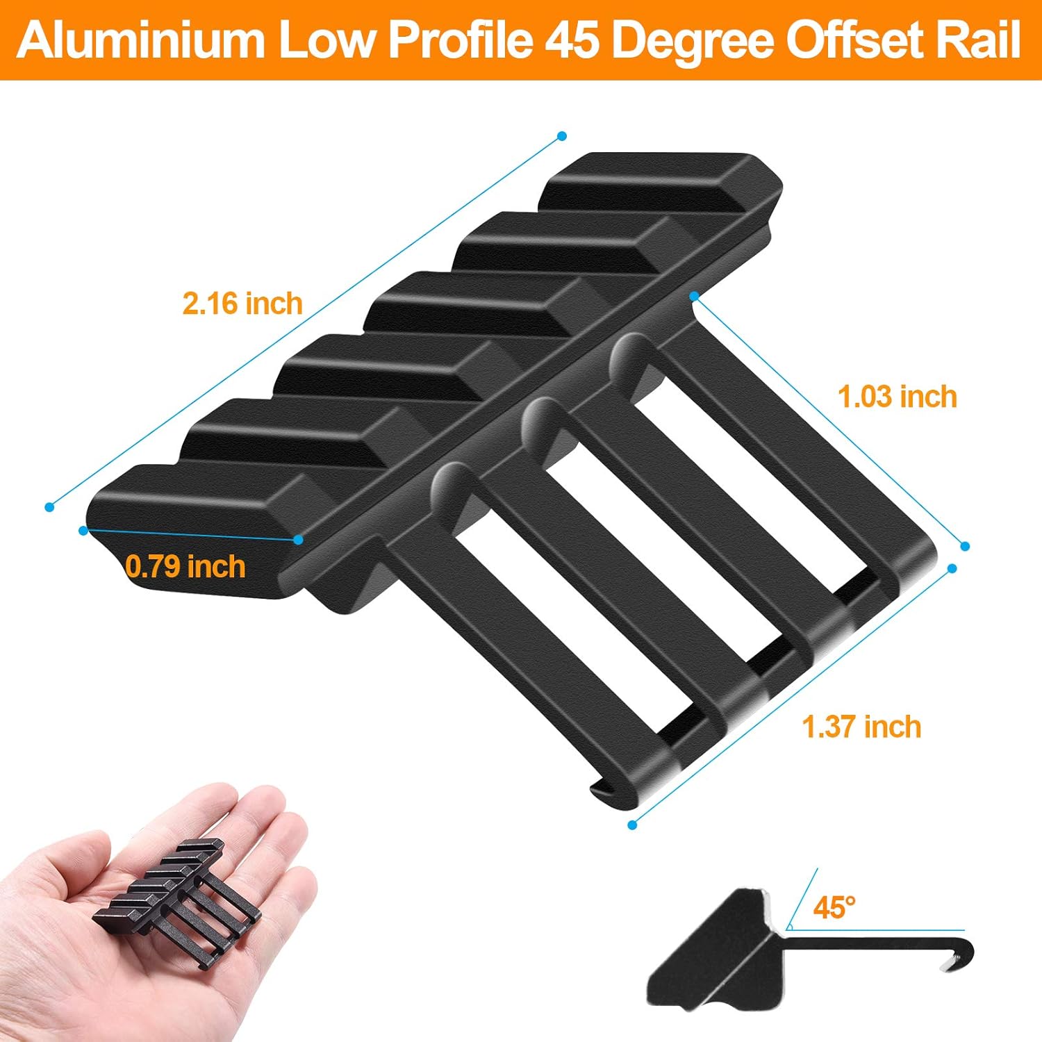 FENTUK Picatinny Offset Rail Mounts, 5 Slots 45 Degree Offset Picatinny Weaver Rail Mount Aluminum Low Profile Adapter for Flashlight Laser Sight Optics (5 Slot - 1 Pack) : Sports & Outdoors