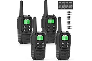 MaxTalker Walkie Talkies Long Range for Adults, MT10 Rechargeable Walkie Talkies 4 Pack with 22 FRS Channels, 2 Way Radios, NOAA, 1200mAh Li-ion Battery, LED Flashlight, VOX for Hiking Camping