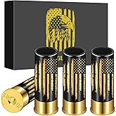 National Flag Plastic Bullet Shot Glasses Set of 4 with Gift Box for Birthday Wedding Party, Christmas Gift for Men Women Patriot, 12GA Small Shot Cups for Whiskey Tequila Liquor Vodka, Black