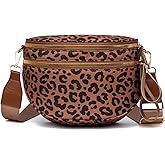 Myhozee Crossbody Bags for Women Nylon Fanny Packs Cross Body Bag for Woman Leopard Belt Bum Bags Sling Bag Crossbody Purses for Women Mom Purse Fashion Waist Packs, Brown