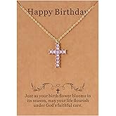 Lcherry Cross Birthtone Necklace for Women Birthday Christmas Gift for Her Confirmation Baptism Cross Pendant Religious Jewelry