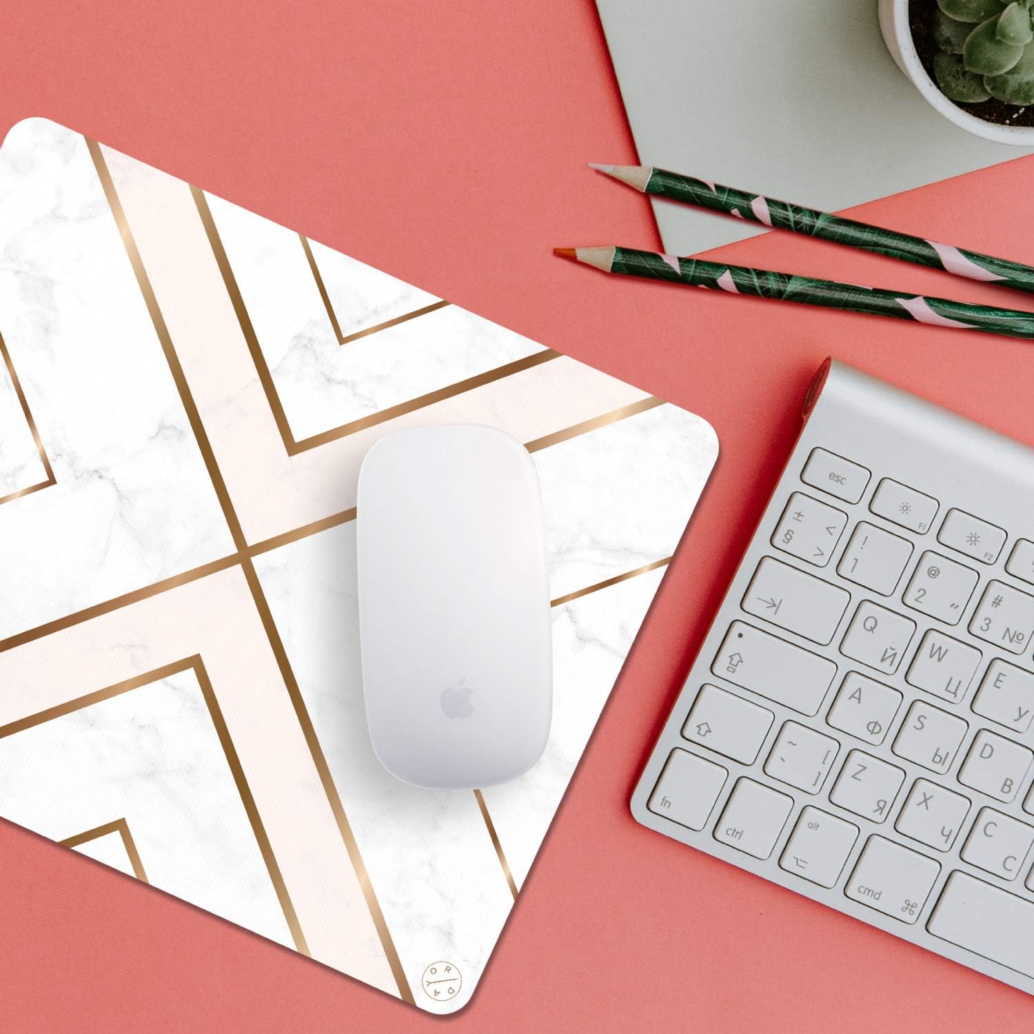Oriday Gaming Mouse Pad Custom for Home and Office Modern Gold Cross Line Design for Women (11 - Chic White) 24cm x 20cm - Image 3