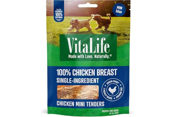 VitaLife Jerky Dog Treats - All Natural, Chicken Mini Tenders, 170g