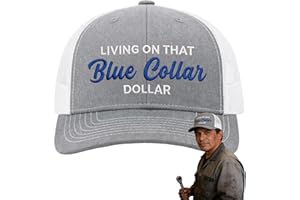 Blue Collar Dollar Trucker Hat, Living On that Blue Collar Dollar Cap, Fun Premium Adjustable Baseball Hat for Men & Women