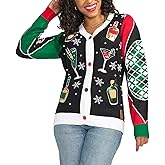 Tipsy Elves Classic Cute Cardigan Ugly Christmas Sweaters for Women with Fun Patterns and Animals - Women's Colorful Black Mix and Be Merry Christmas Cardigan Size XX-Large