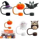 5PCS Halloween Straw Cover Cap for Stanley Cup, Silicone Straw Topper for Stanley 30&40 Oz Tumbler with Handle, 10mm 0.4in Dust-Proof Reusable Straw Tips Lids for Halloween Gifts. (Color 1)