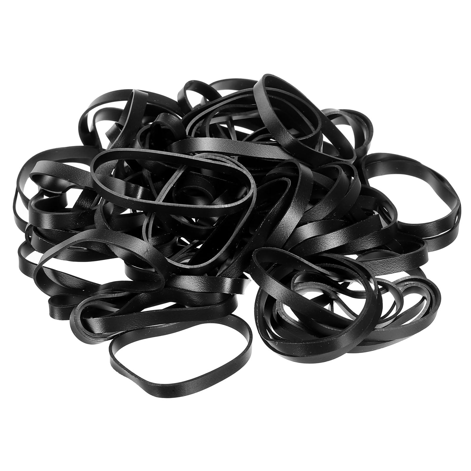 PATIKIL Silicone Rubber Bands Cable Ties 50pcs Non-Slip 2.2" Flat Black for Cord Wrapping, Bag Wraps, Art
